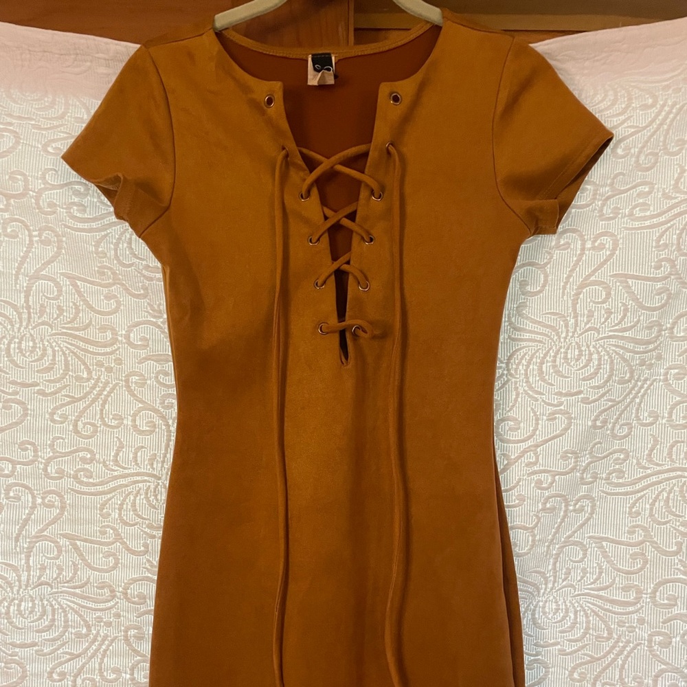 Suede Bodycon Style Dress - Picture 2 of 4